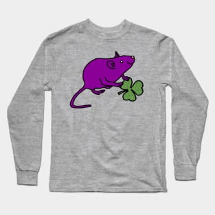 Purple Rat with Shamrock for St Patricks Day Long Sleeve T-Shirt